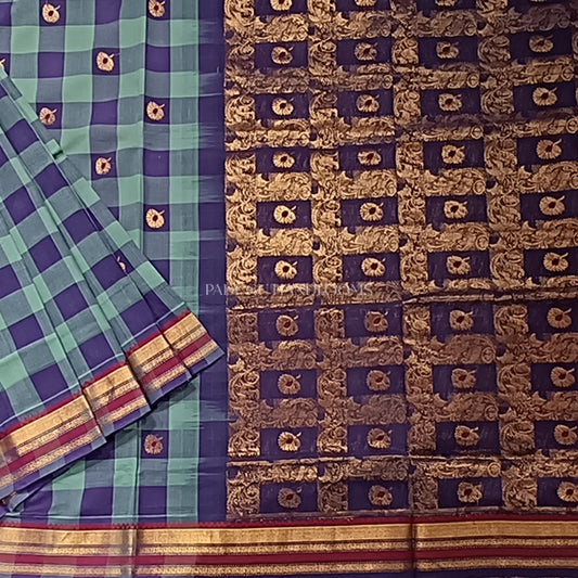 Blue Checks East Godavari Pure Cotton Handloom Saree