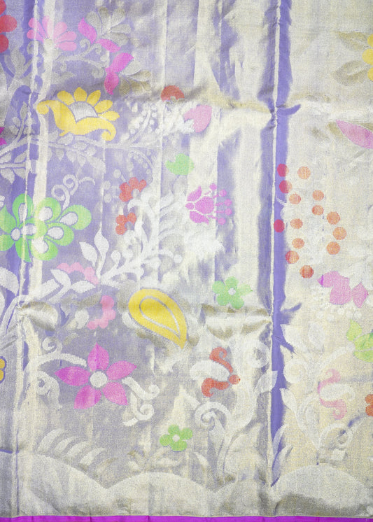 Violet Kanchi Kalanjali Tissue Pure Silk Handloom Saree