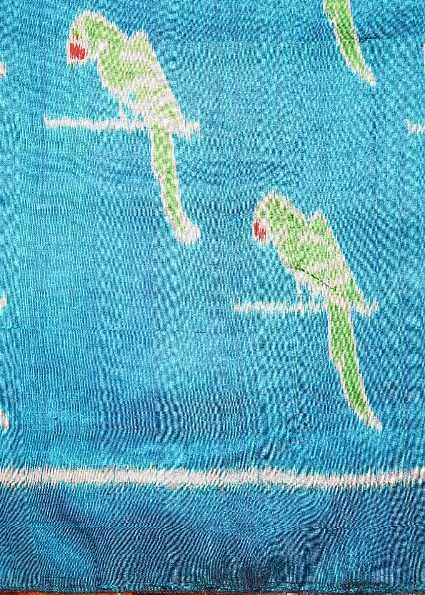 Rama Blue Orissa Ikkat Parrots Design Pure Silk Handloom Saree