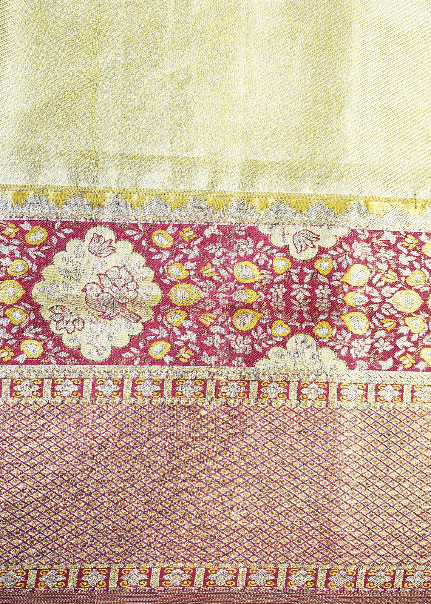 Yellow Gold Kanchi All Over Zari Tissue Pure Silk Handloom Saree