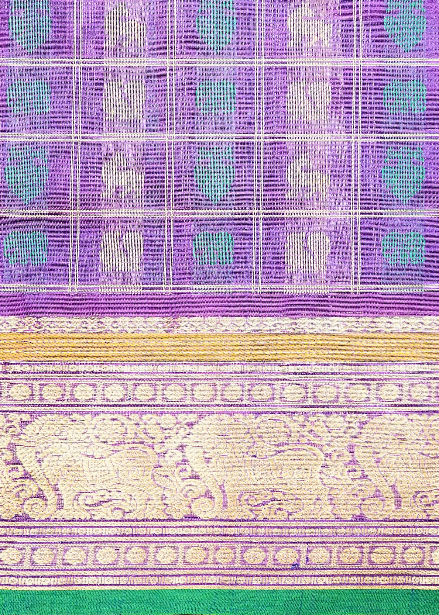 Violet Kanchi Checks Thread Buti Pure Silk Cotton  Handloom Saree