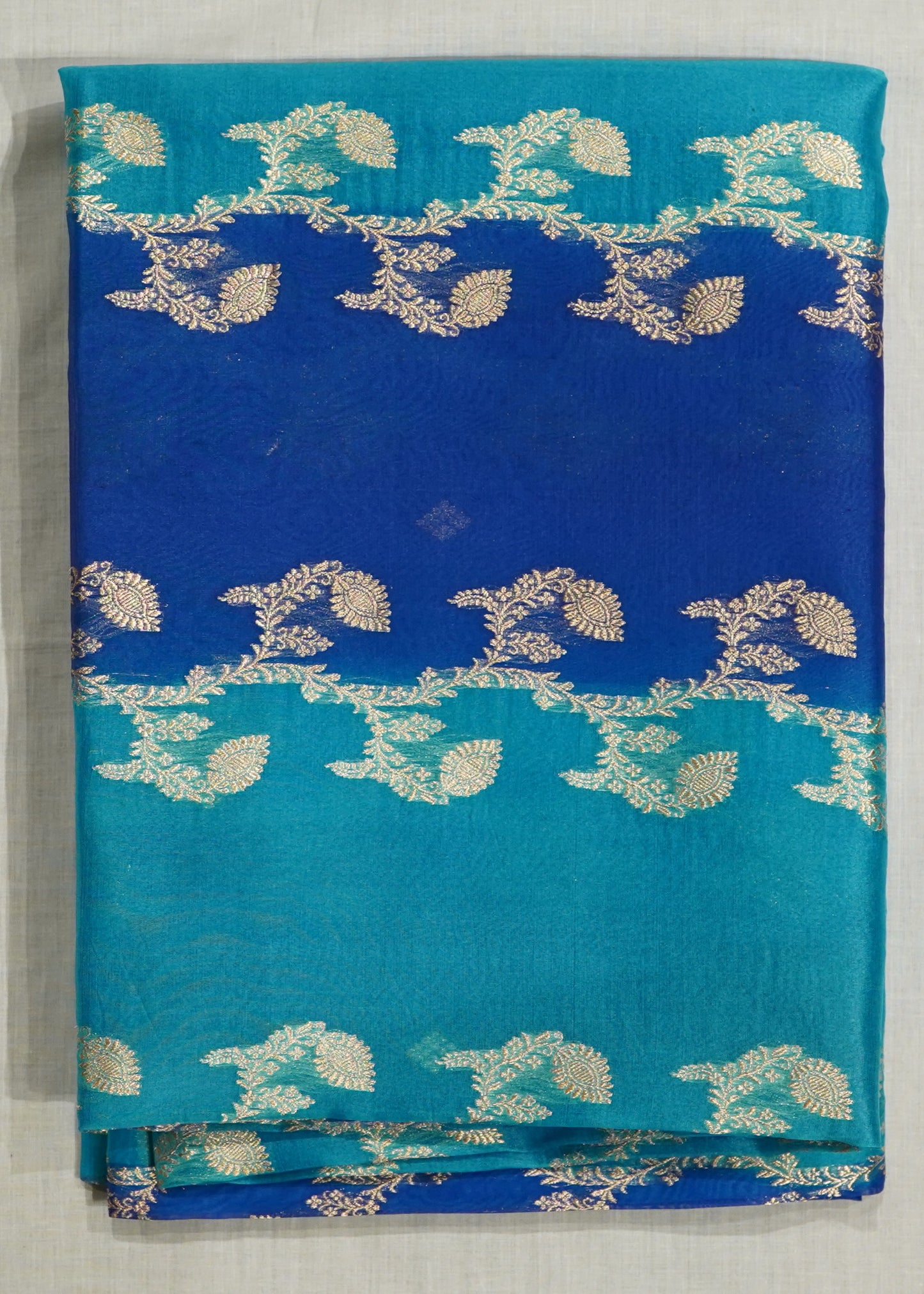Rama Blue Banaras Rangkaat Kora Pure Silk Handloom Saree