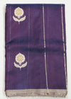 Dark Violet Chanderi Zari Eknaal Buti Pure Silk  Handloom Saree