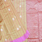 Gold Pink Chanderi Zari Donaal Buti Pure Silk  Handloom Saree