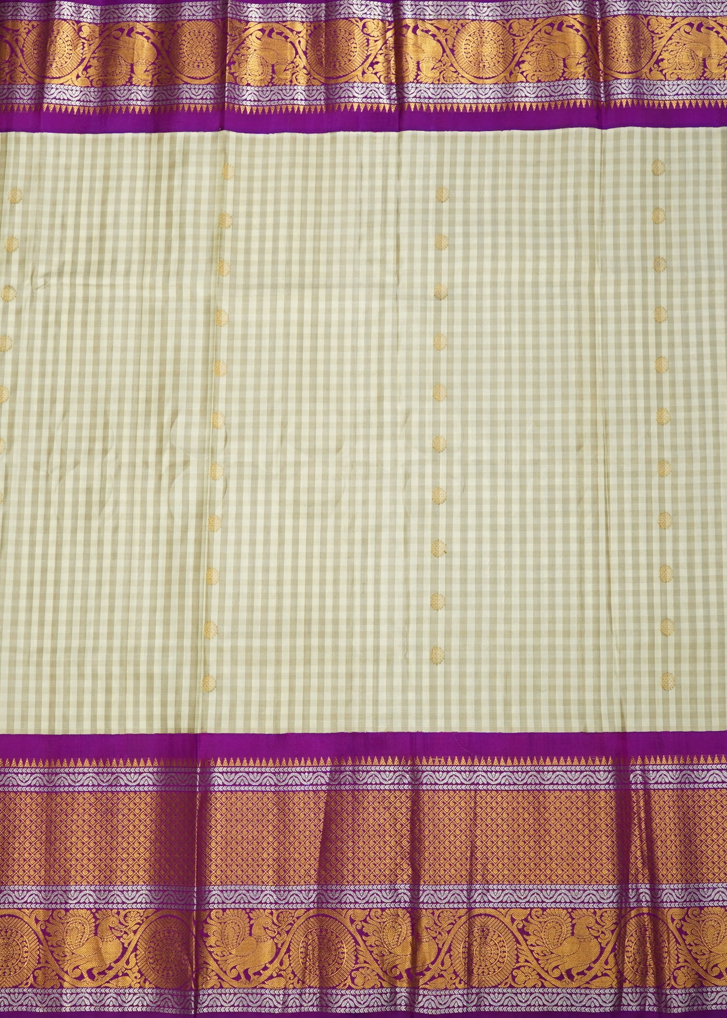 Gadwal Checks Big Zari Border Pure Silk Saree