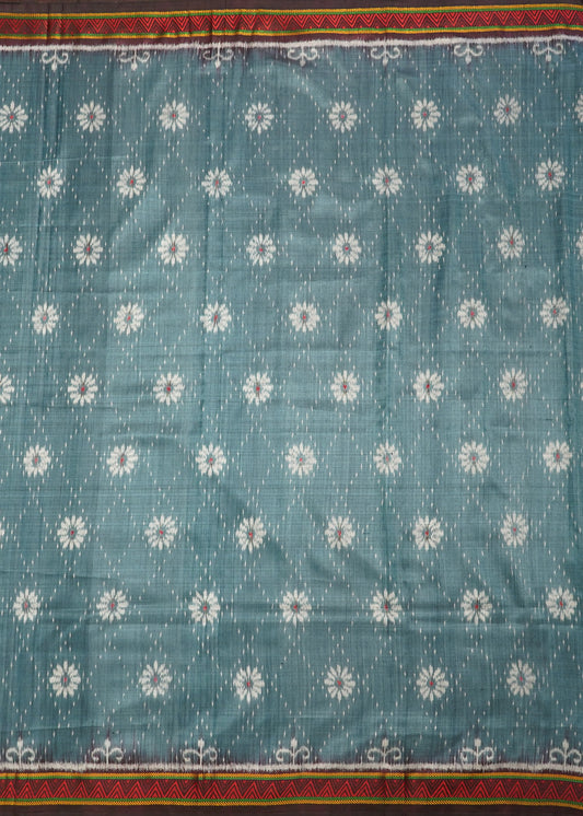 Orissa Ikkat Gray Dongriai Pure Silk Saree