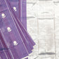 Dark Violet Chanderi Zari Eknaal Buti Pure Silk  Handloom Saree