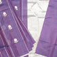 Dark Violet Chanderi Zari Eknaal Buti Pure Silk  Handloom Saree