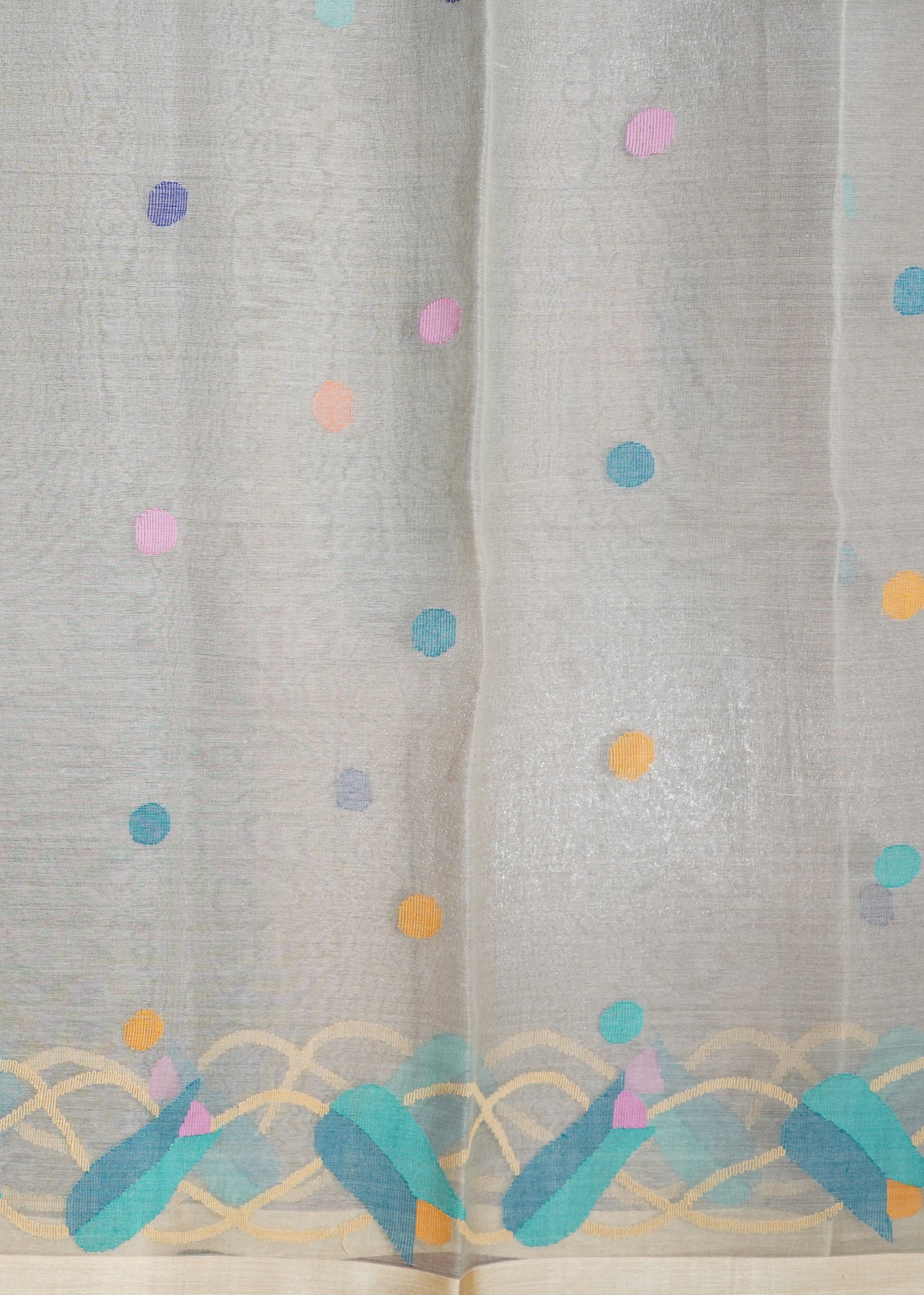 Gray Bengal Jamdhani Buti Muslin Pure Silk Handloom saree
