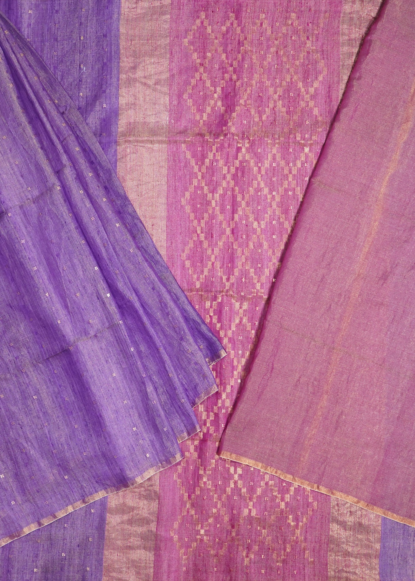 Violet Bengal Mutka Pure Silk Handloom Saree