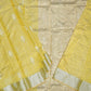 Gold Yellow Chanderi Checks Eknaal Buti Pure Silk Handloom Saree