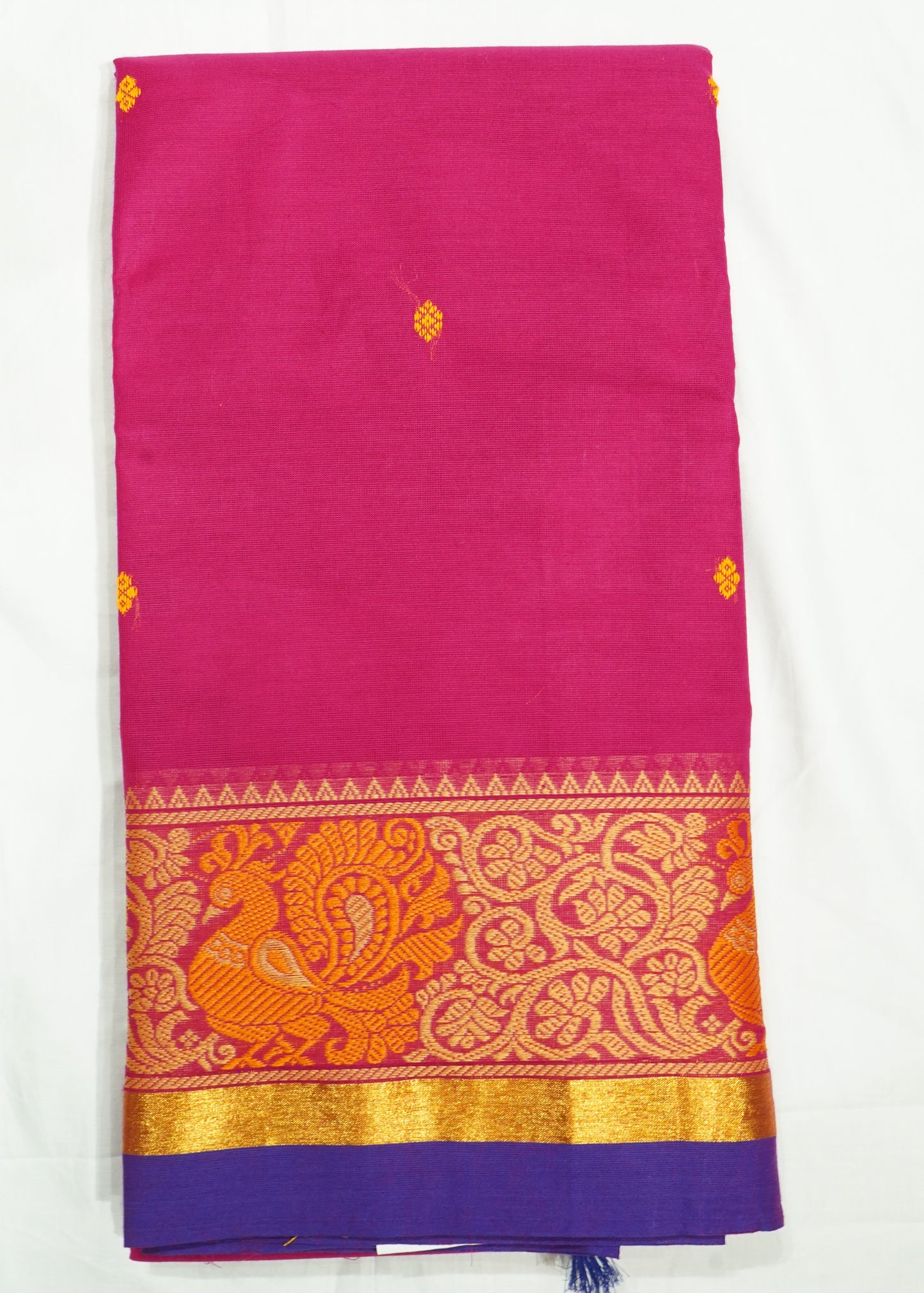Pink Chettinadu Zari Buti Pure Cotton Handloom Saree