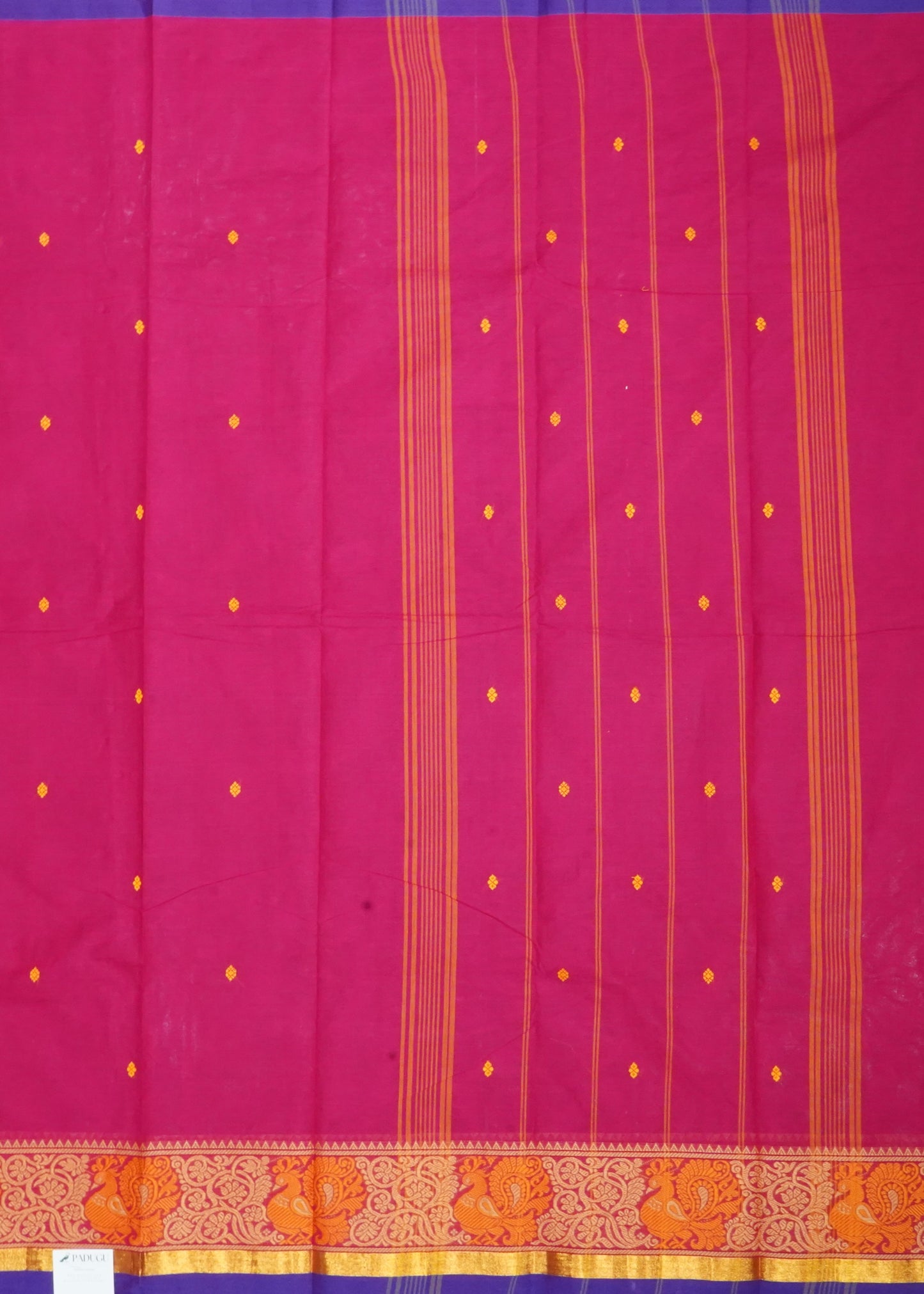 Pink Chettinadu Zari Buti Pure Cotton Handloom Saree