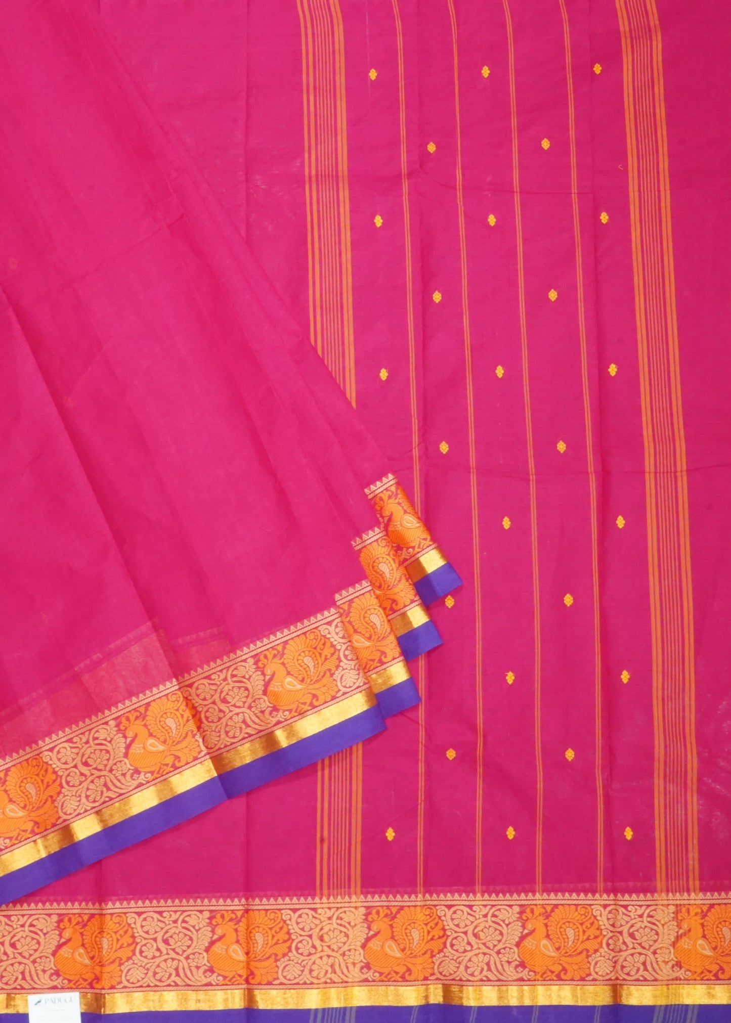 Pink Chettinadu Zari Buti Pure Cotton Handloom Saree