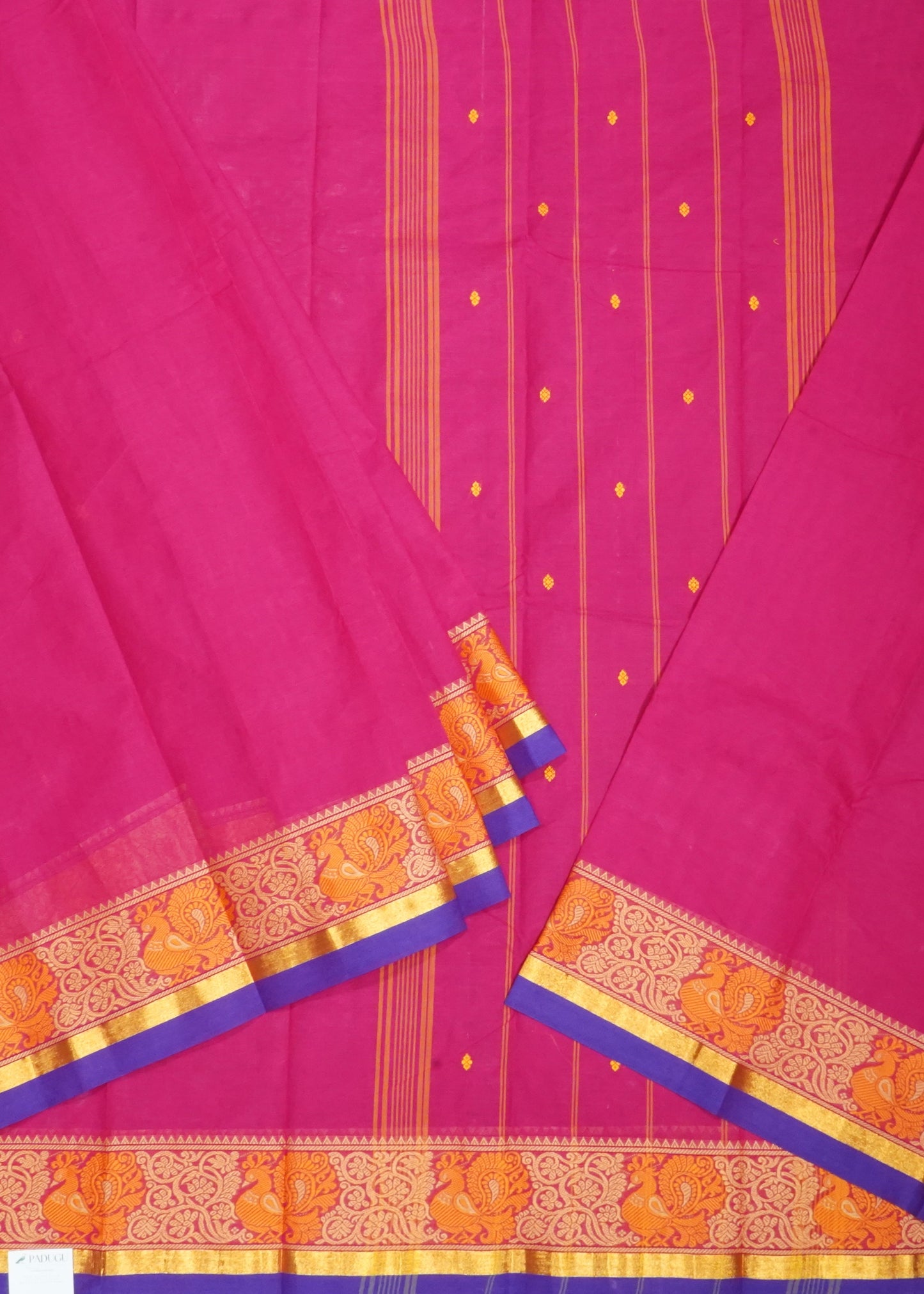 Pink Chettinadu Zari Buti Pure Cotton Handloom Saree