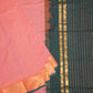 Apricot Peteru Zari Border Pure Silk Cotton Handloom Saree
