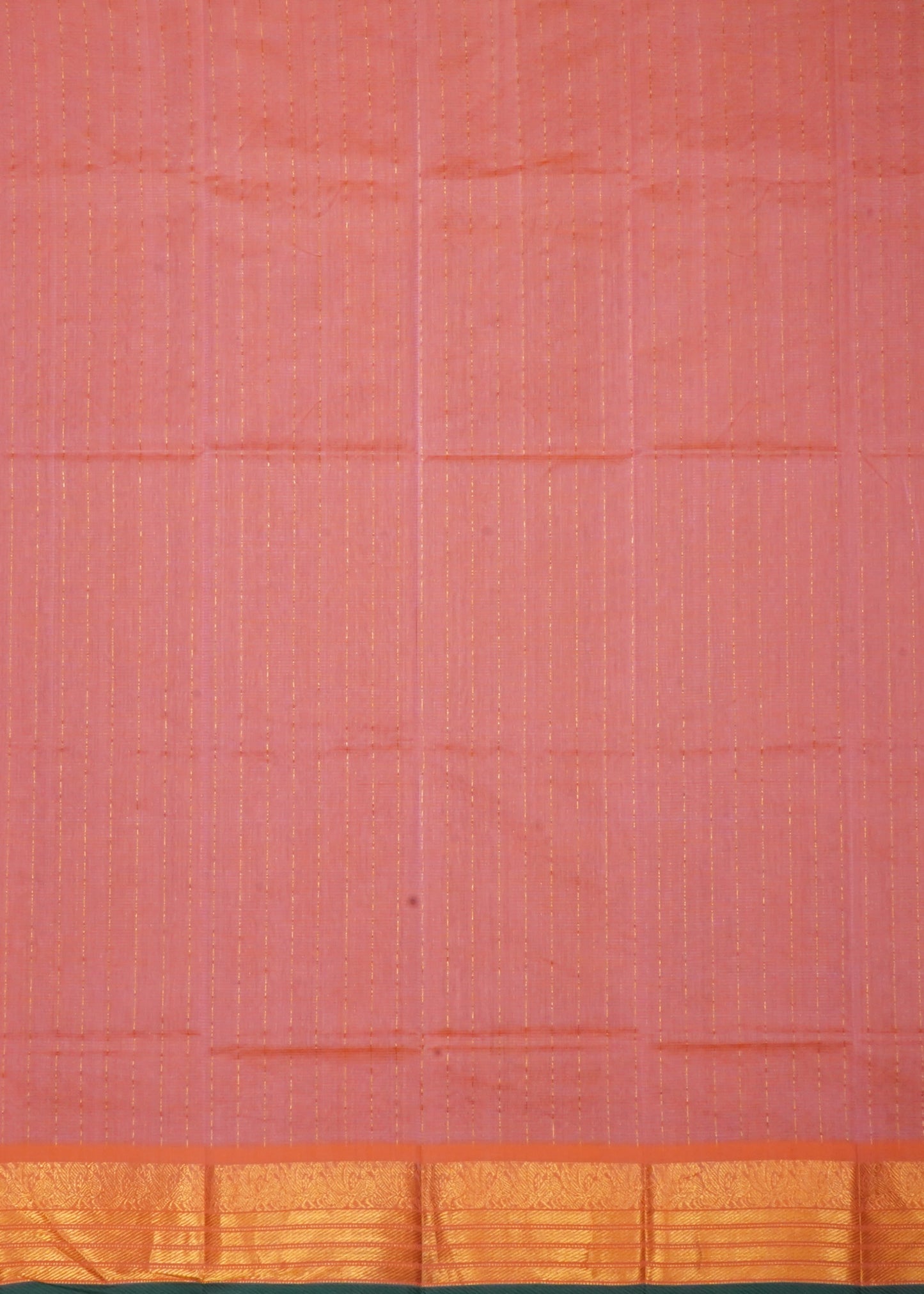 Apricot Peteru Zari Border Pure Silk Cotton Handloom Saree