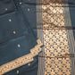 Blue Banaras Silk Saree with Zari Border