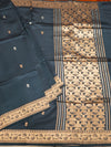 Blue Banaras Silk Saree with Zari Border