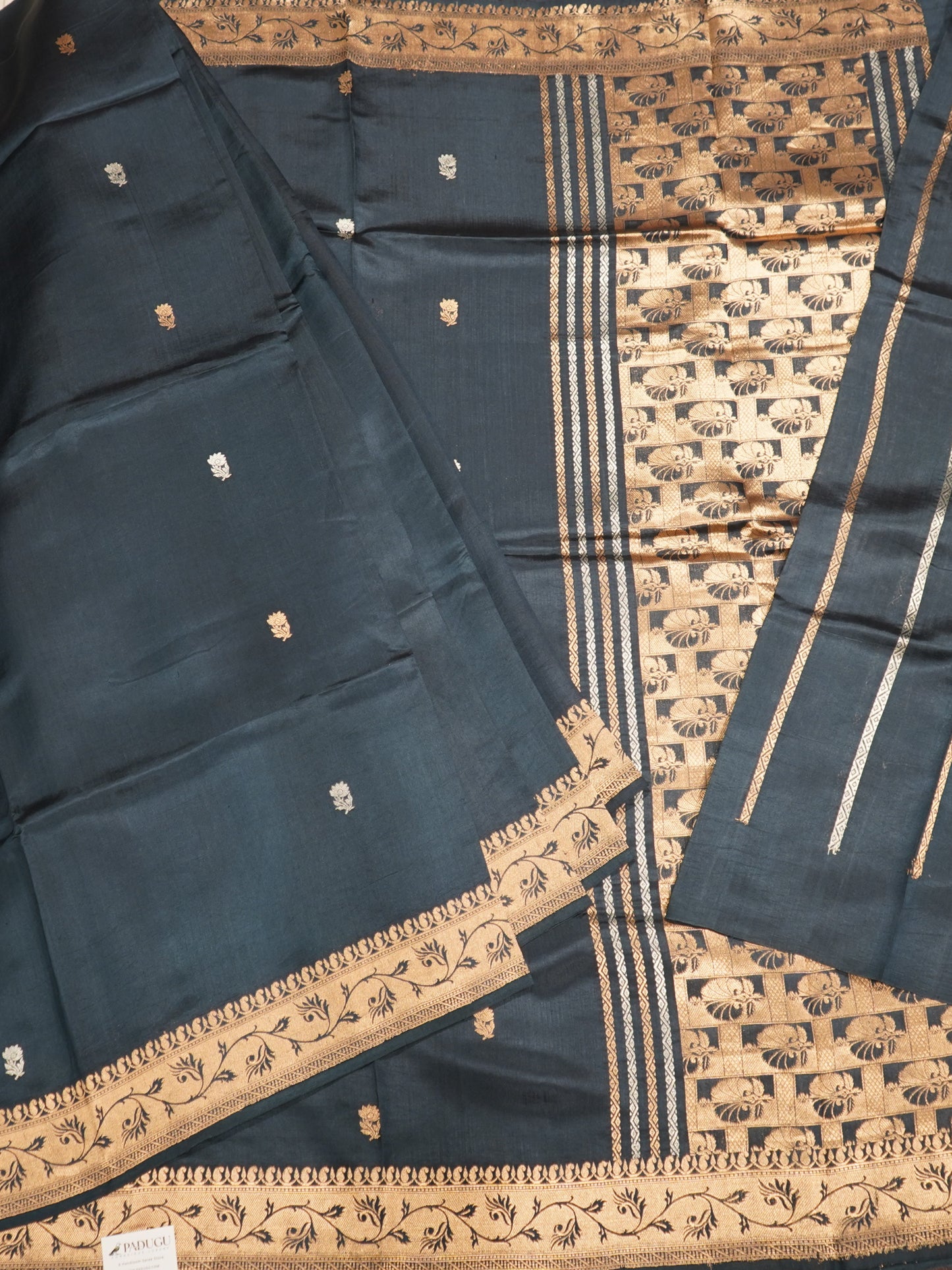 Blue Banaras Silk Saree with Zari Border