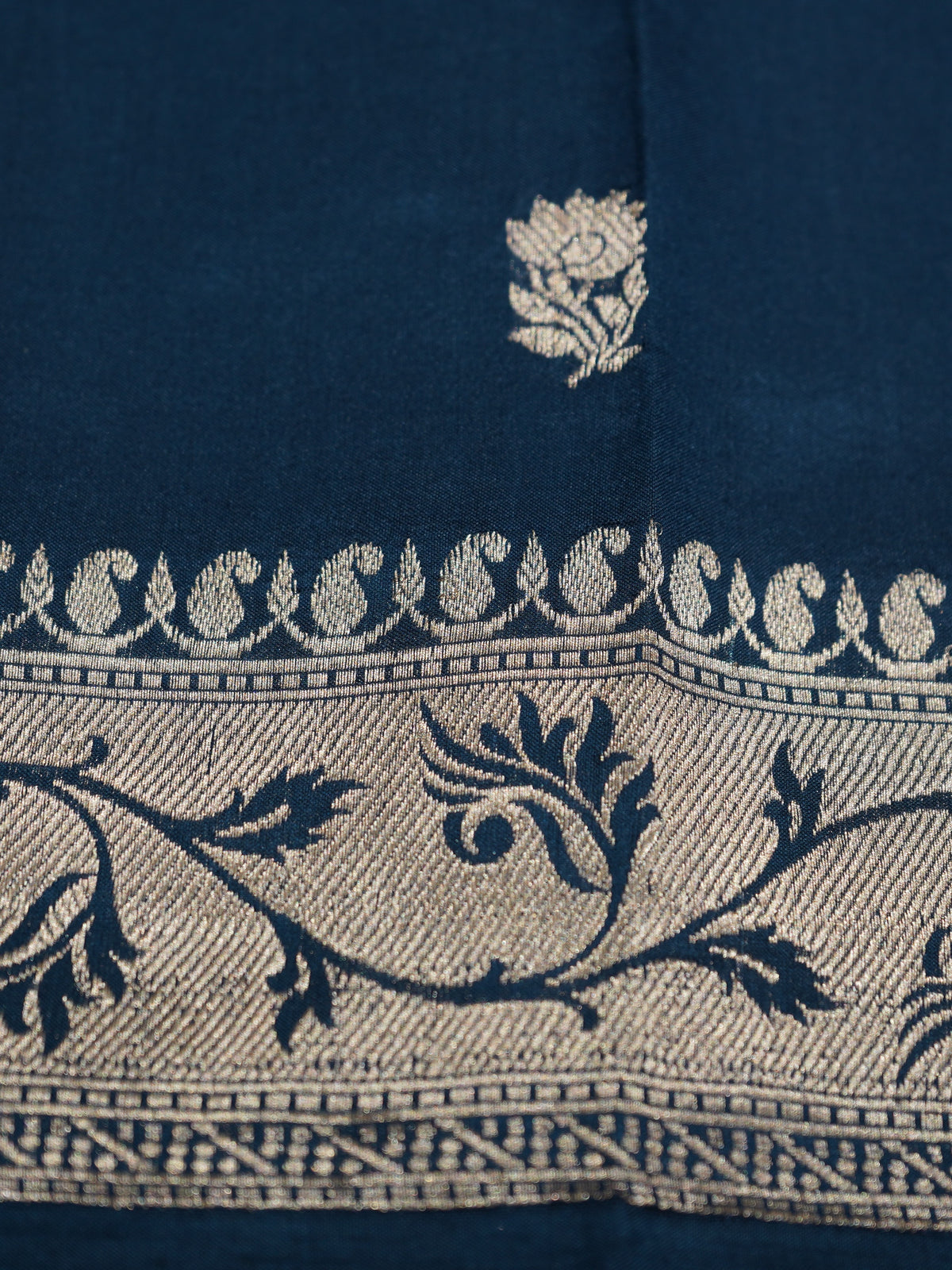 Blue Banaras Silk Saree with Zari Border