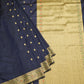 Navy Blue Banaras Katan Silk Saree with Thread Border