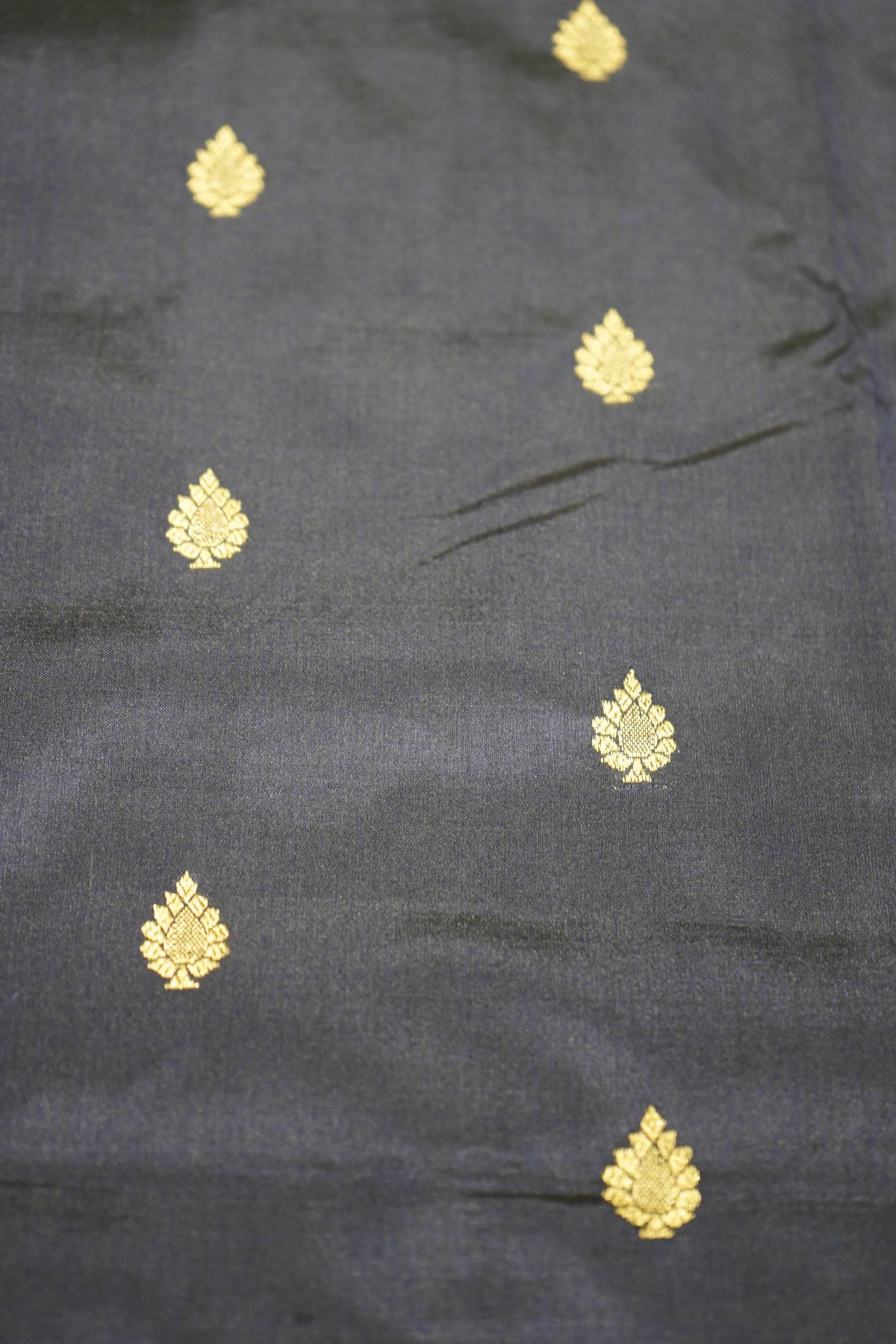 Navy Blue Banaras Katan Silk Saree with Thread Border