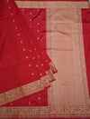 Red Banaras Katan Silk Saree with Thread Border