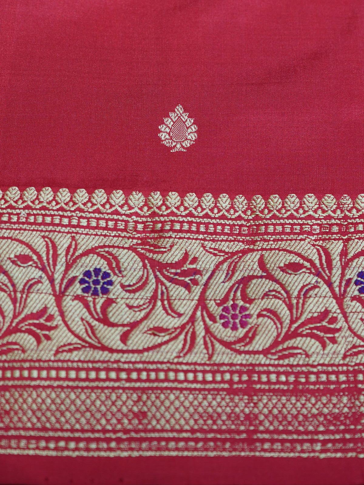 Red Banaras Katan Silk Saree with Thread Border