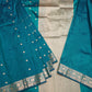 Peacock Green Banaras Katan Silk Saree with Zari Buttis