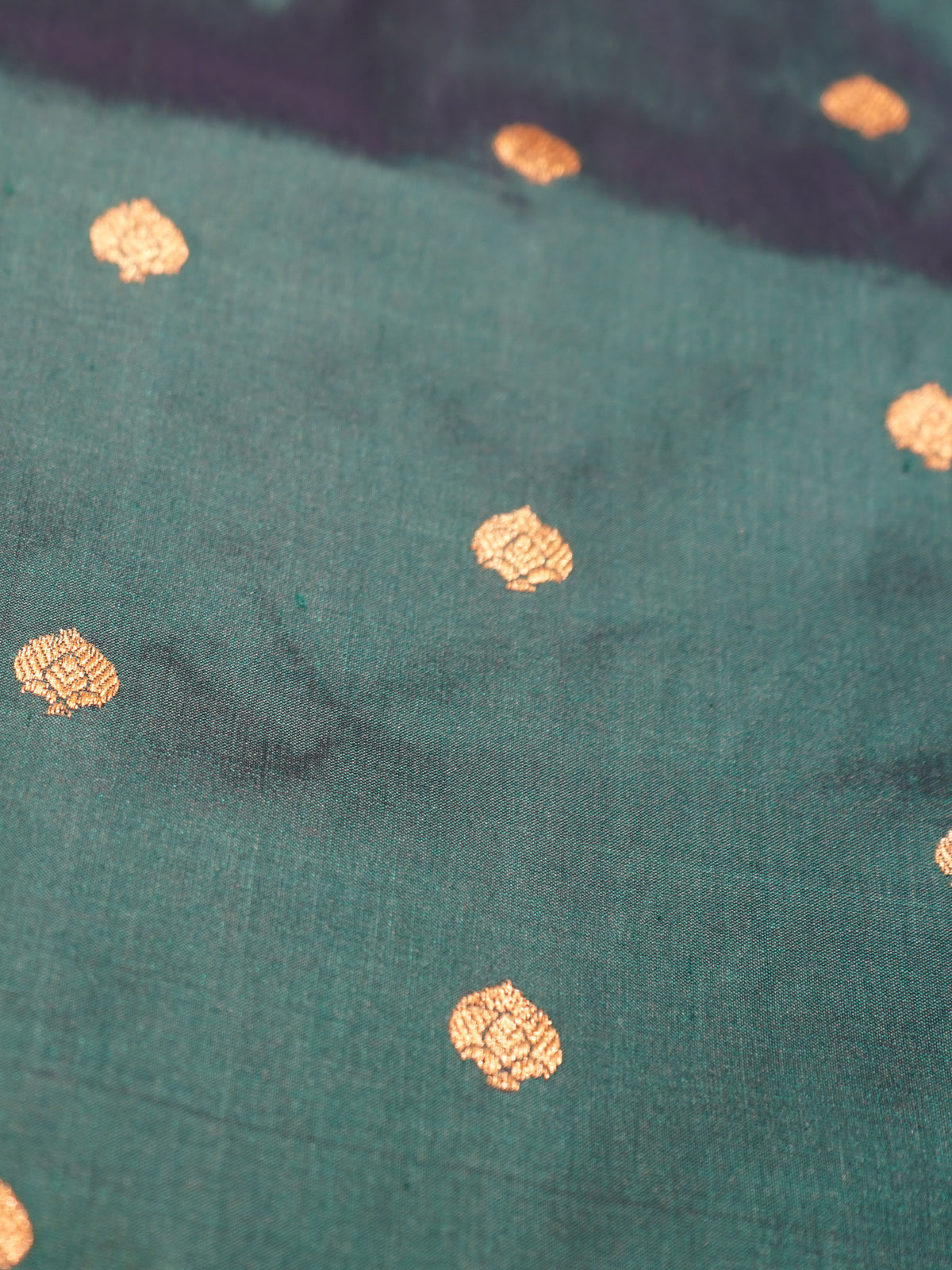 Peacock Green Banaras Katan Silk Saree with Zari Buttis