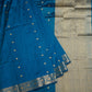 Peacock Blue Banaras Katan Silk Saree with Zari Buttis