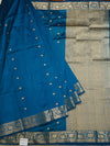 Peacock Blue Banaras Katan Silk Saree with Zari Buttis