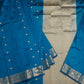 Peacock Blue Banaras Katan Silk Saree with Zari Buttis