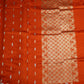 Orange Banaras Katan Silk Saree with Zari Border & Zari Buttis