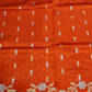 Orange Banaras Katan Silk Saree with Zari Border & Zari Buttis