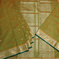 Mehendi Green Pure Handloom Kanchi Silk Cotton Saree with Zari Border