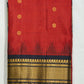 Red Gadwal Checks Zari Buti Pure Silk Saree