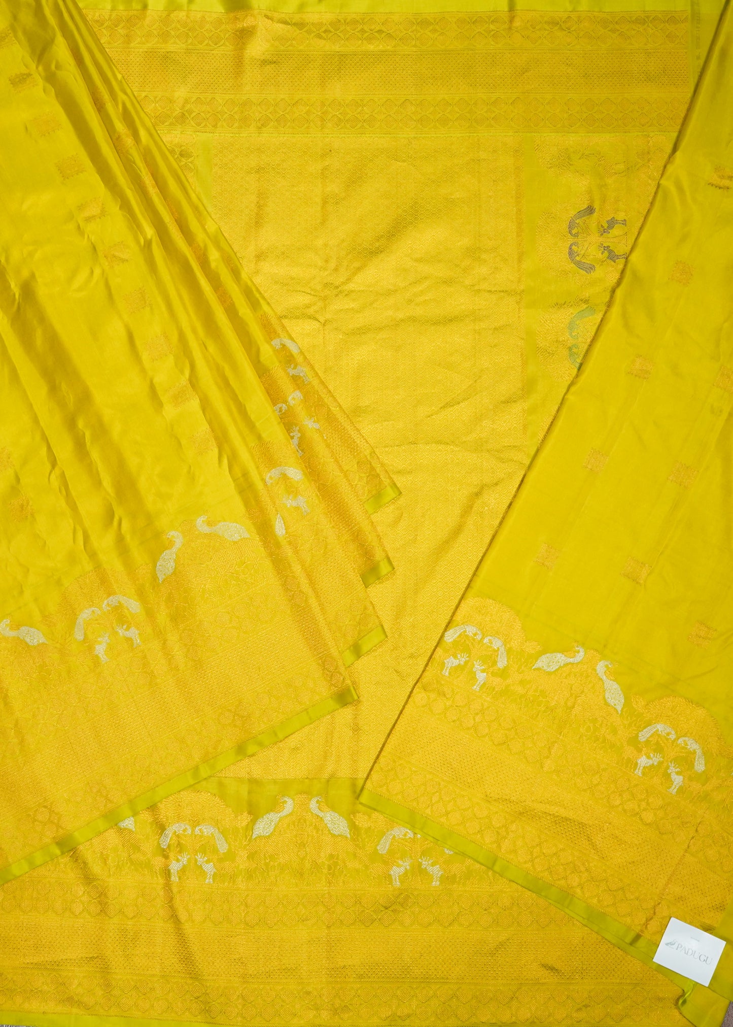 Parrot Green Gadwal Zari Buti Pure Silk Saree