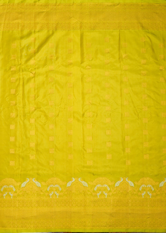 Parrot Green Gadwal Zari Buti Pure Silk Saree