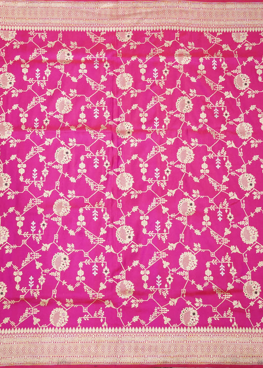 Dark Pink Banaras Meenakari All OverZari Katan Pure Silk Saree