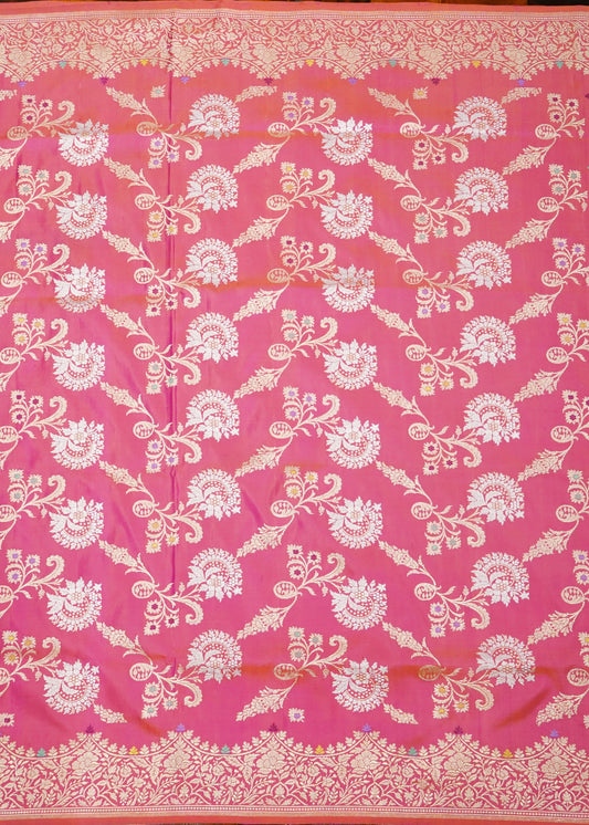 Pink Banaras Meenakari All Over Zari Katan Pure Silk Saree