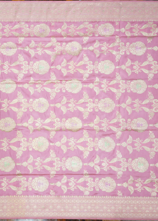 Pink Banaras Zari Buti Pure Silk Saree