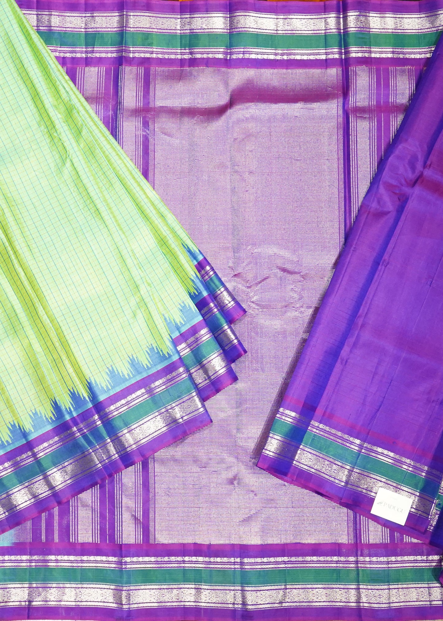 Green Gadwal Zari Buti Pure Silk Saree