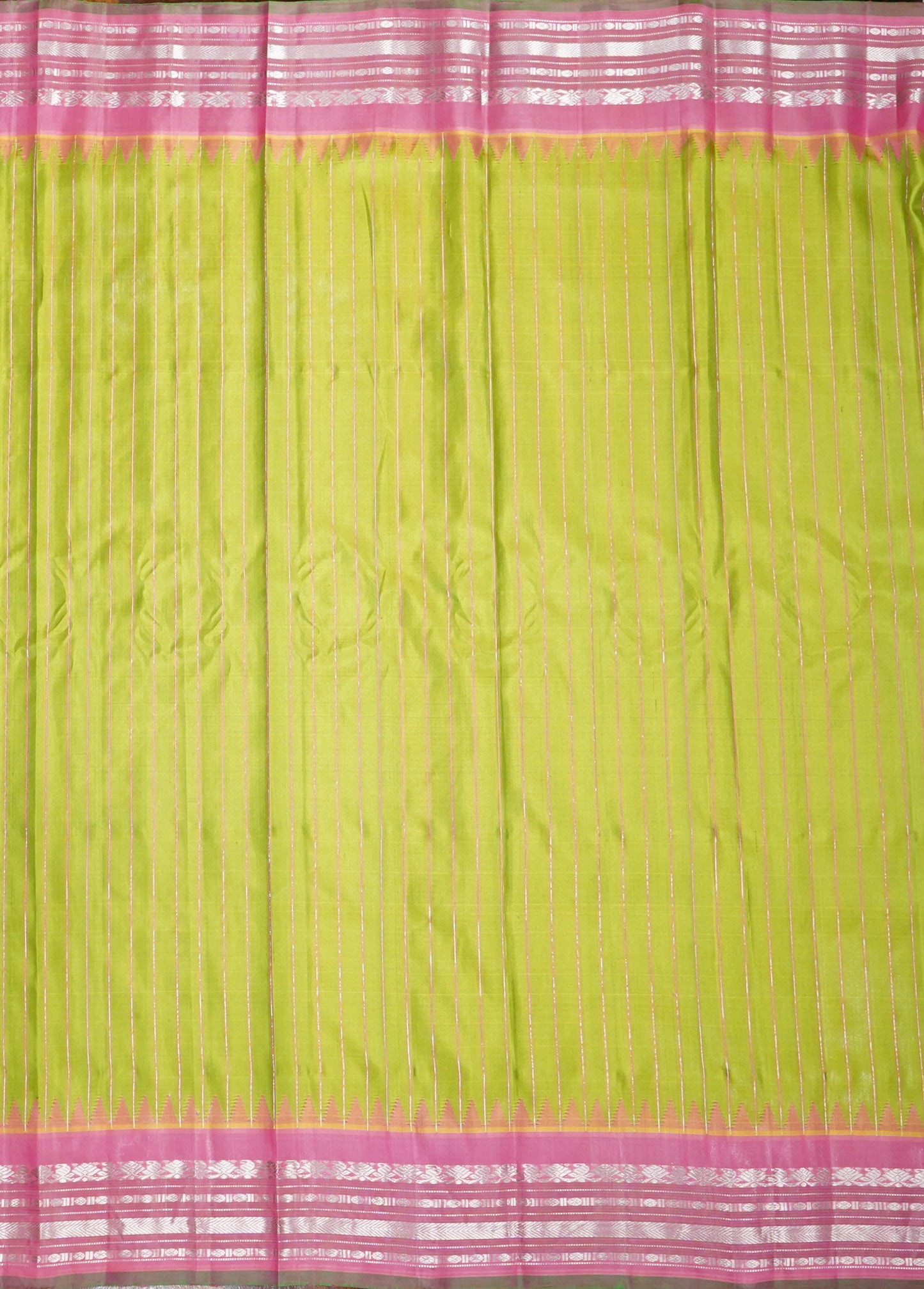 Parrot Green Gadwal Zari Buti Pure Silk Saree