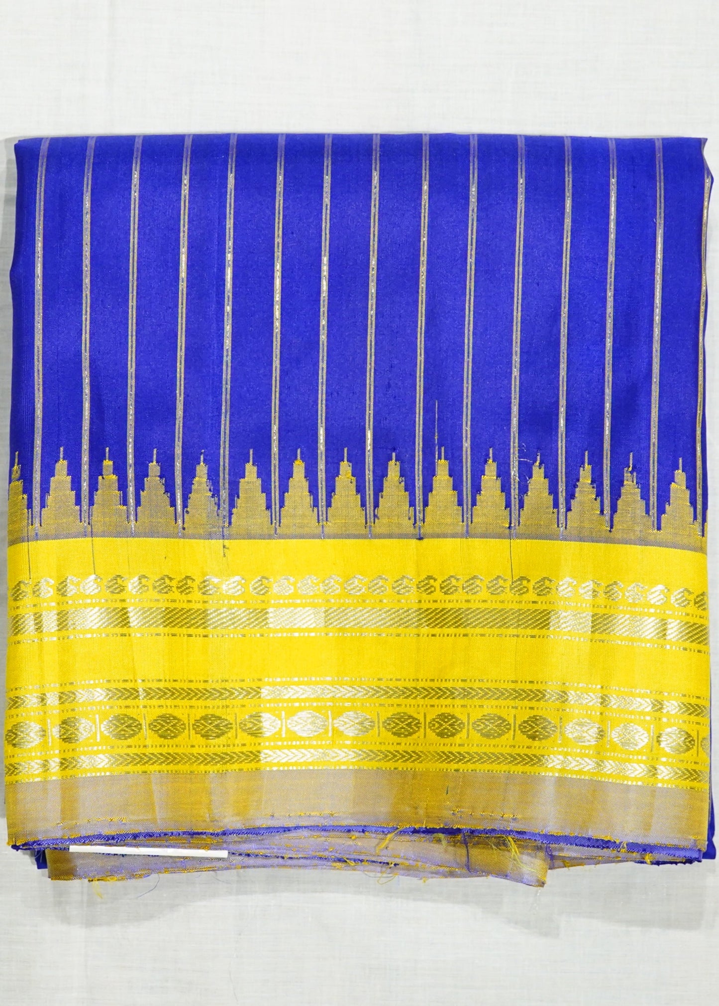 Blue Gadwal Zari Buti Pure Silk Saree