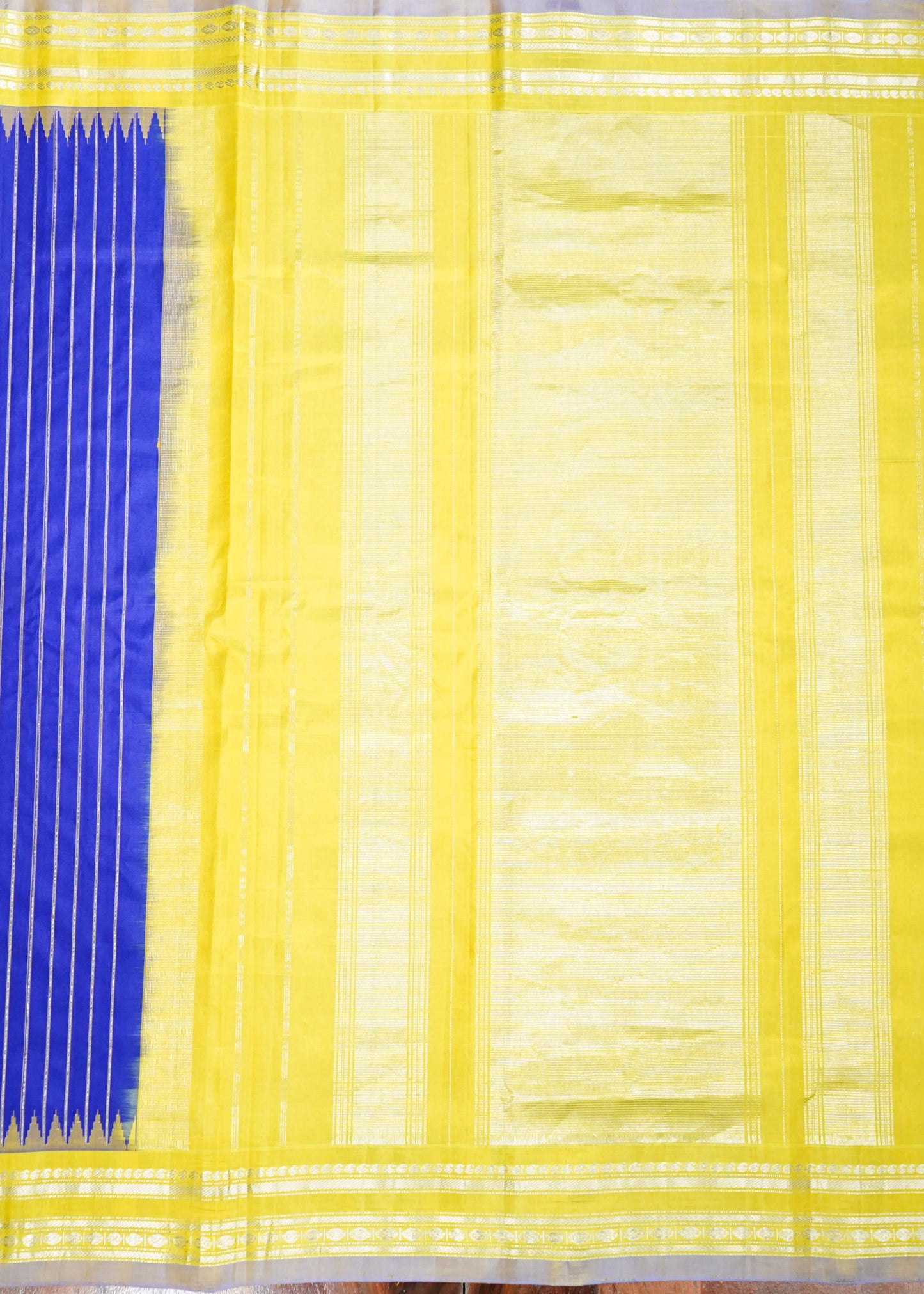 Blue Gadwal Zari Buti Pure Silk Saree