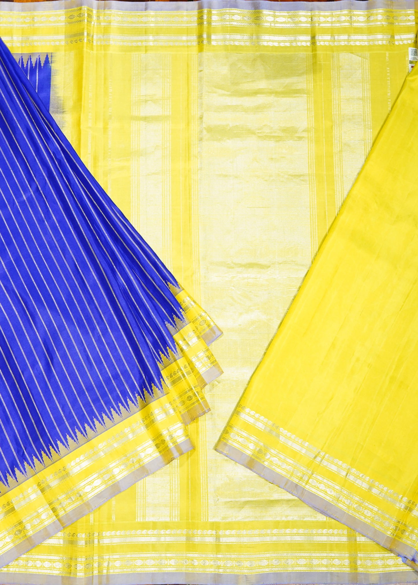 Blue Gadwal Zari Buti Pure Silk Saree