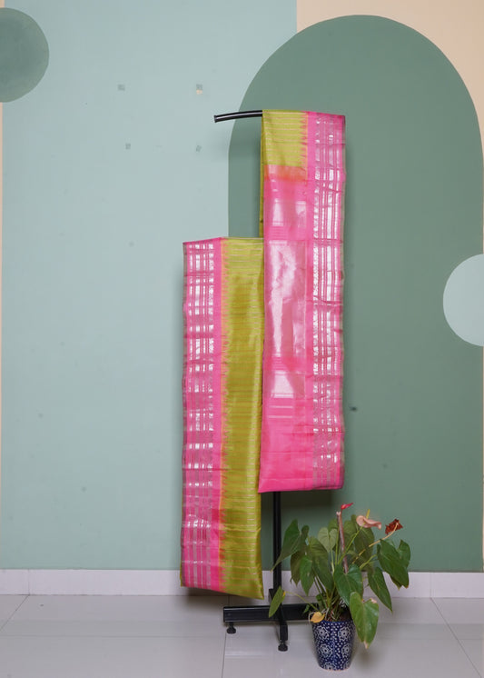 Parrot Green Gadwal Zari Buti Pure Silk Saree