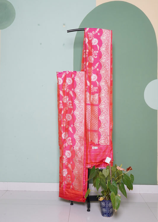Pink Banaras Meenakari All Over Zari Katan Pure Silk Saree